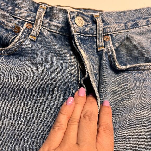 Agolde Riley High Rise Jeans Raw Hem Button Fly Sz 24 MSRP $198 - Picture 8 of 11